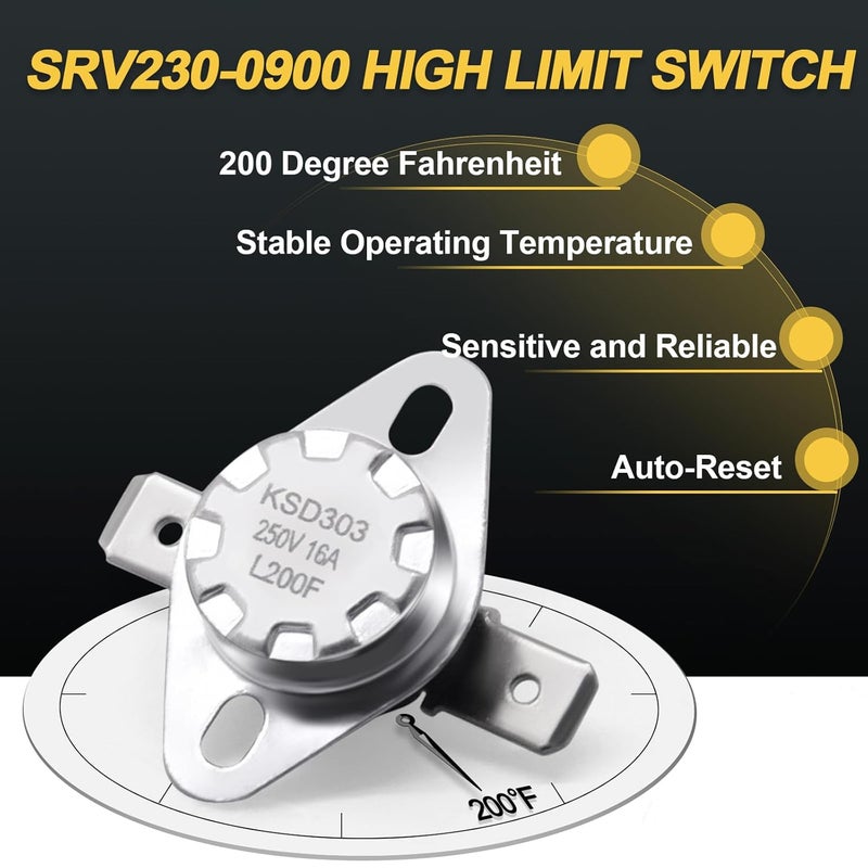 Adviace SRV230-0900 High Limit Switch for Quadra-Fire Classic Bay 1200i & CB1200 Pellet Stoves. Snap Disc #2 Safety Sensor Thermodisc, High Temp Limit 200°F, Auto-Reset Closed 160°F. - Image 4